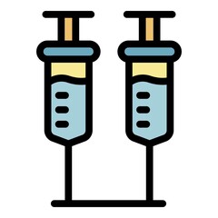 Syringe set icon. Outline syringe set vector icon color flat isolated