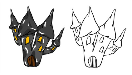 Cartoon castle. Halloween. Vector