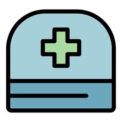 Fototapeta premium Doctor cross hat icon. Outline doctor cross hat vector icon color flat isolated