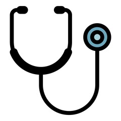 Medical stethoscope icon. Outline medical stethoscope vector icon color flat isolated