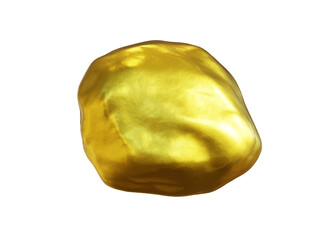 3D gold nugget isolated on white background. Clipping path.