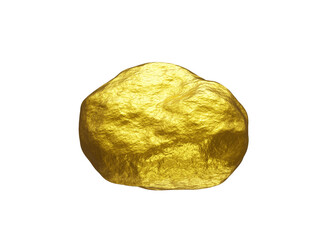 3D gold nugget isolated on white background. Clipping path.