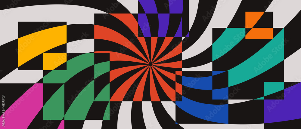 Aufkleber cool trendy geometric abstract optical illusion background. modern colorful abstraction backdrop. ra