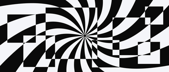 Cool Op Art Monochrome Background. Spiral Vector Illustration. Optical Illusion Illustration.