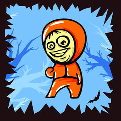 halloween characters set with orange track suit
