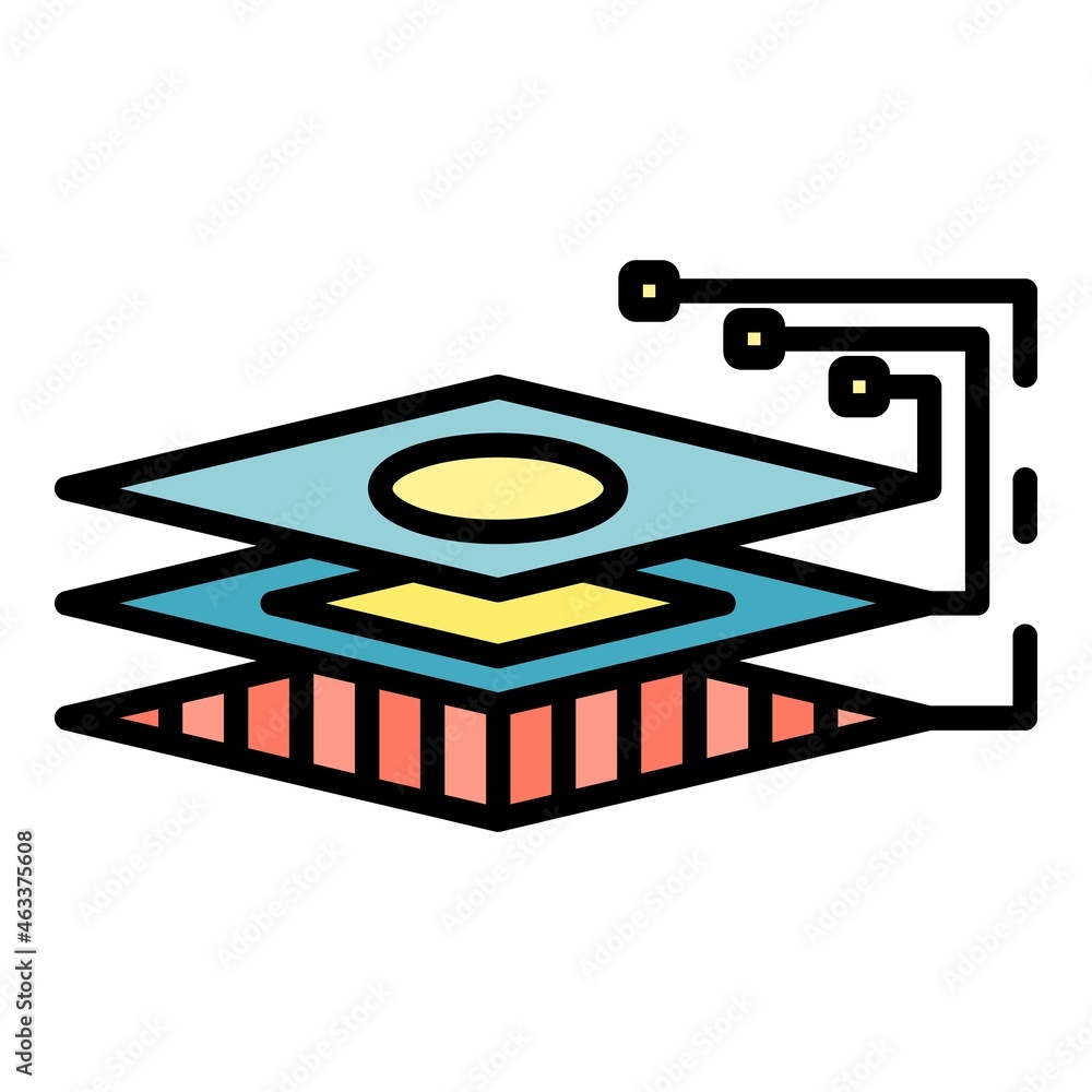 Poster layer robot technology icon. outline layer robot technology vector icon color flat isolated