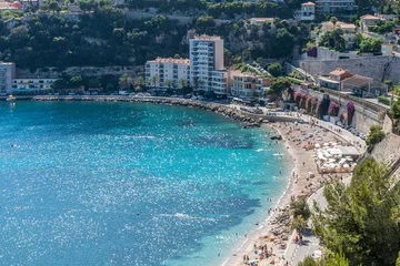 Cercles muraux Villefranche-sur-Mer, Côte d’Azur Aerial view of the beautiful beaches and the fantastic sea of Villefranche-sur-Mer