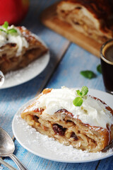 Traditional Austrian strudel with apples	