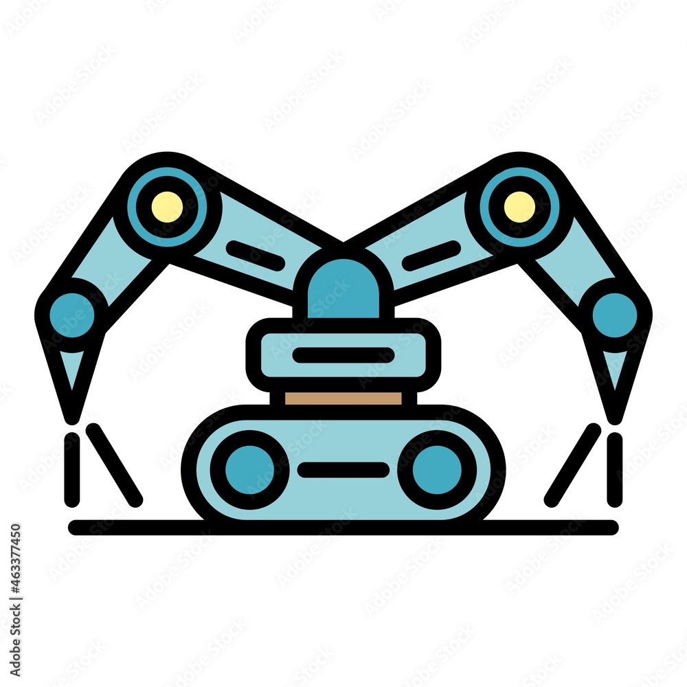 Poster robot farm working icon. outline robot farm working vector icon color flat isolated