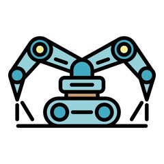 Robot farm working icon. Outline robot farm working vector icon color flat isolated
