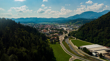 Aerial view of the old city of Slovenj Gradec