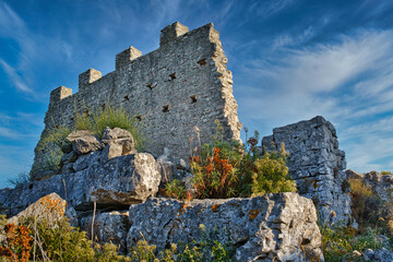 Fototapeta na wymiar ruins of an ancient fortress on the croatian island