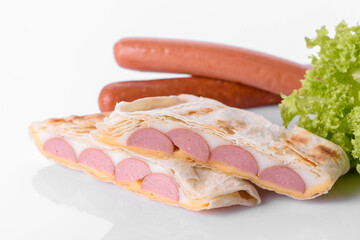 Delicious fresh sandwich grill with pita, cheese and meat