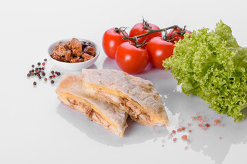 Delicious fresh sandwich grill with pita, cheese and meat