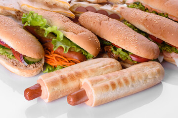 Delicious fresh sandwich grill with a bun, cheese and meat