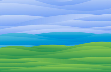 Obraz na płótnie Canvas Summer landscape with a lake. Summer background. Green background. Glade and pond. Nature. Vector illustration