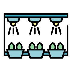 Smart irrigation rack icon. Outline smart irrigation rack vector icon color flat isolated