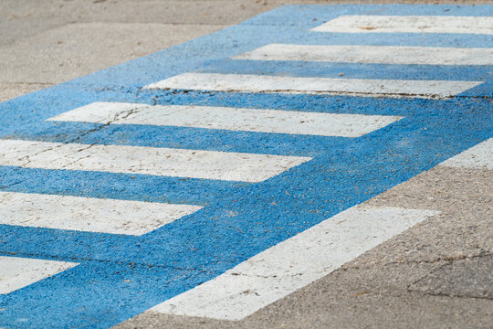 zebra crossing on a street in the town of Krk in Croatia