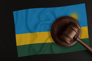 Judges hammer and the flag of Rwanda. Law and Justice. Constitutional law
