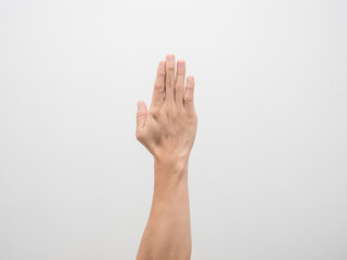 Obraz premium Man hand side view white isolated