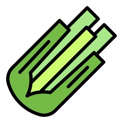 Cutted celery icon. Outline cutted celery vector icon color flat isolated