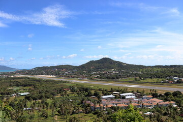 Obraz premium View from pagoda Khao Hua Jook in Koh Samui in Thailand. Traveling during corona pandemic.
