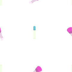 A seamless vector pattern of glass tubes and graduated glass conical flasks isolated on transparent background. Designed in different colors for medical concepts, backgrounds, prints, templates