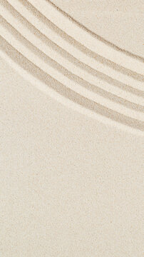 Pattern in Japanese Zen Garden with concentric circles on sand for meditation and tranquility