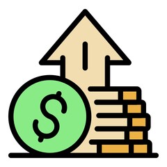 Money startup icon. Outline money startup vector icon color flat isolated