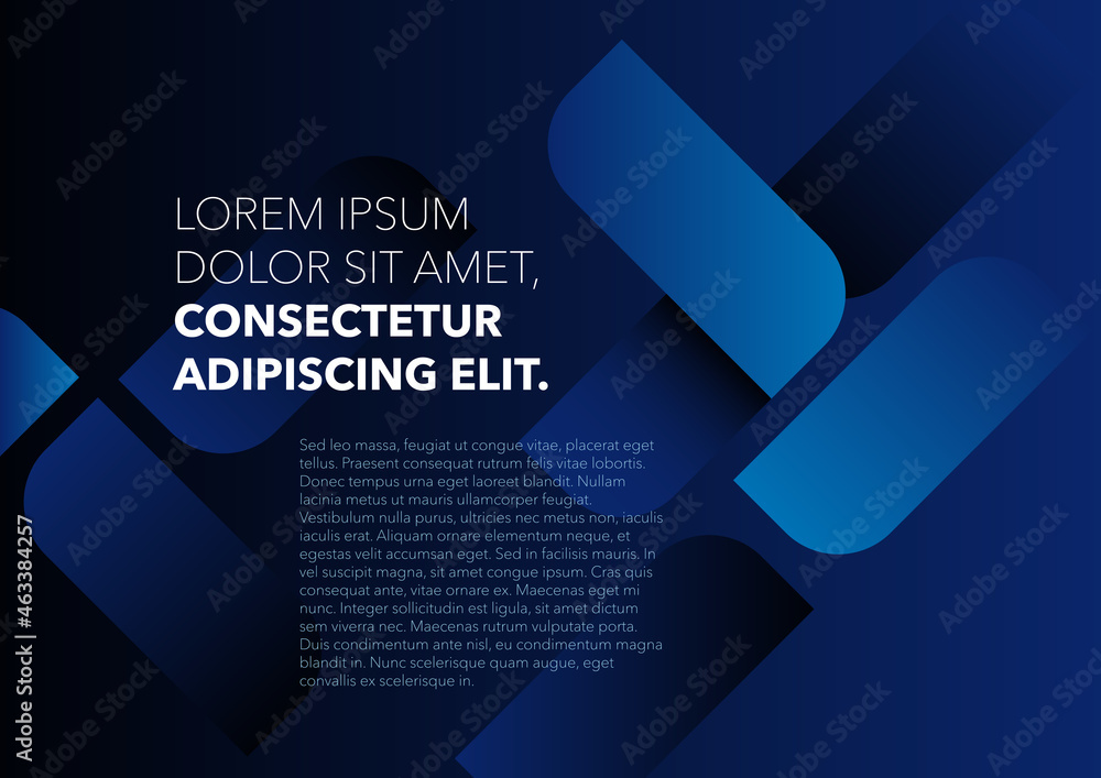 Poster horizontal abstract dark blue background with color graphic elements and place for text. vector illu