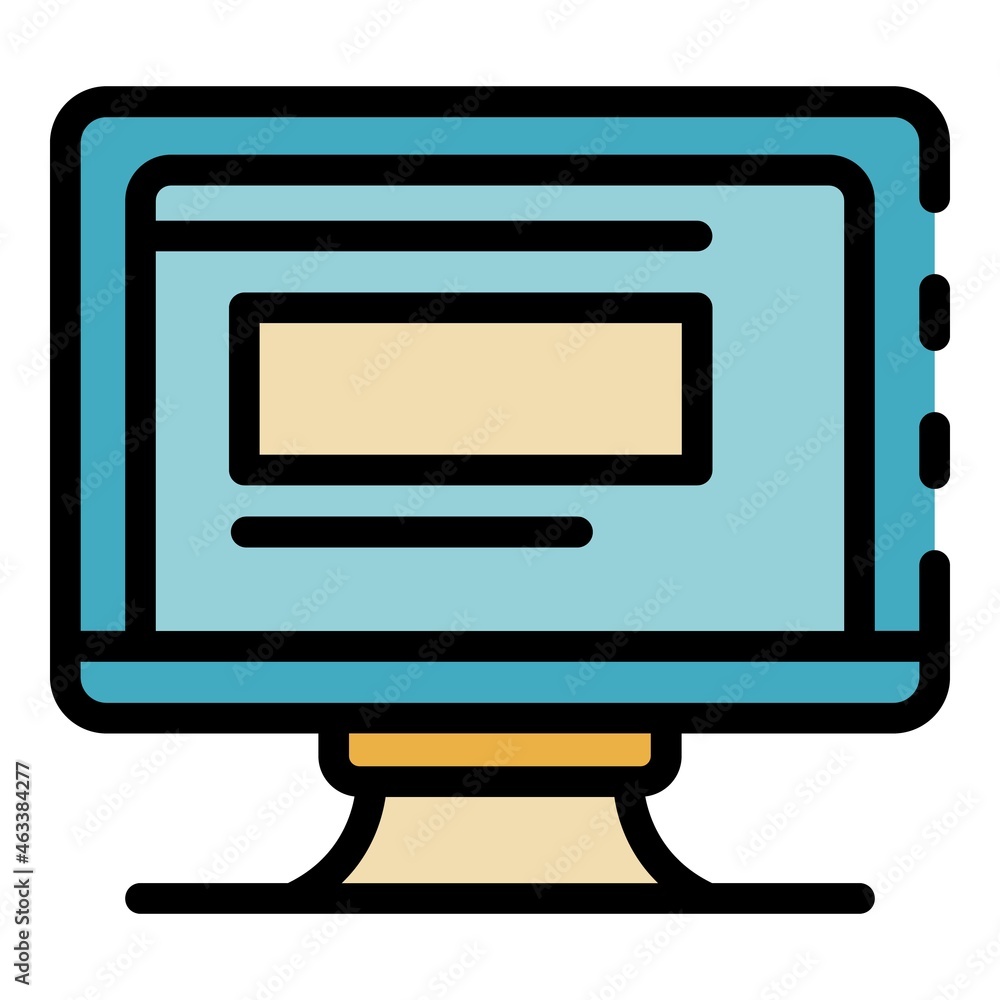 Poster monitor computer icon. outline monitor computer vector icon color flat isolated
