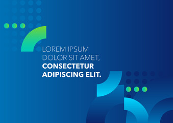 Horizontal abstract blue template with color graphic elements and place for text. Vector illustration.