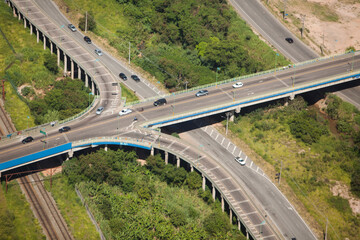 Fototapeta premium Aerial view of road and highway - bridge