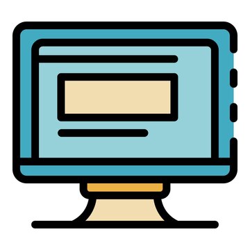 Monitor computer icon. Outline monitor computer vector icon color flat isolated