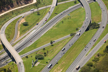 Aerial view of road and highway - bridge