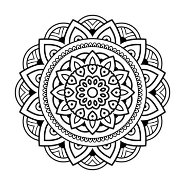 Floral Mandala, Circular pattern, decorative elements in ethnic oriental style. Islam, Arabic, Indian, moroccan, spain, turkish, chinese, mystic, ottoman, motifs. mandala coloring pages