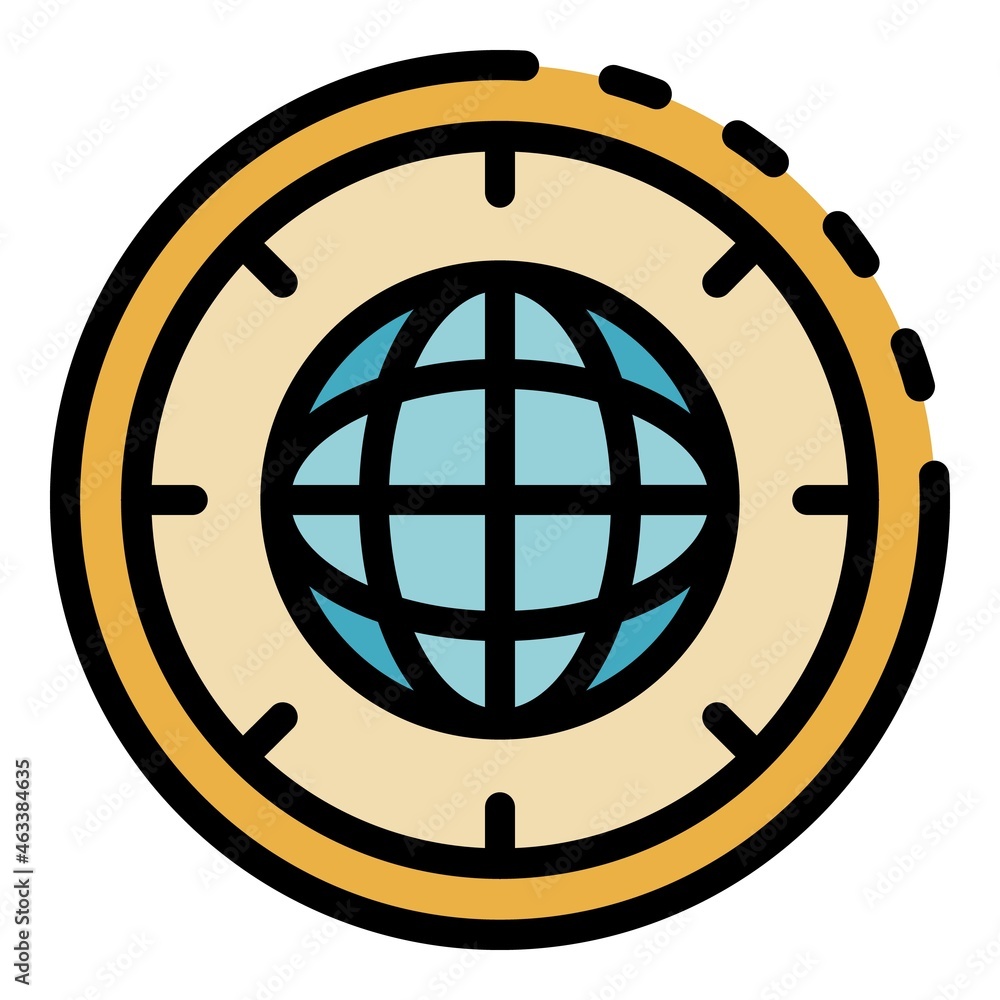 Poster global startup icon. outline global startup vector icon color flat isolated