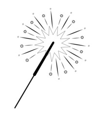 Christmas coloring book or page. Christmas sparkler black and white vector illustration