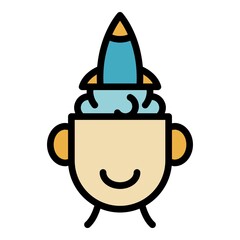 Rocket idea startup icon. Outline rocket idea startup vector icon color flat isolated