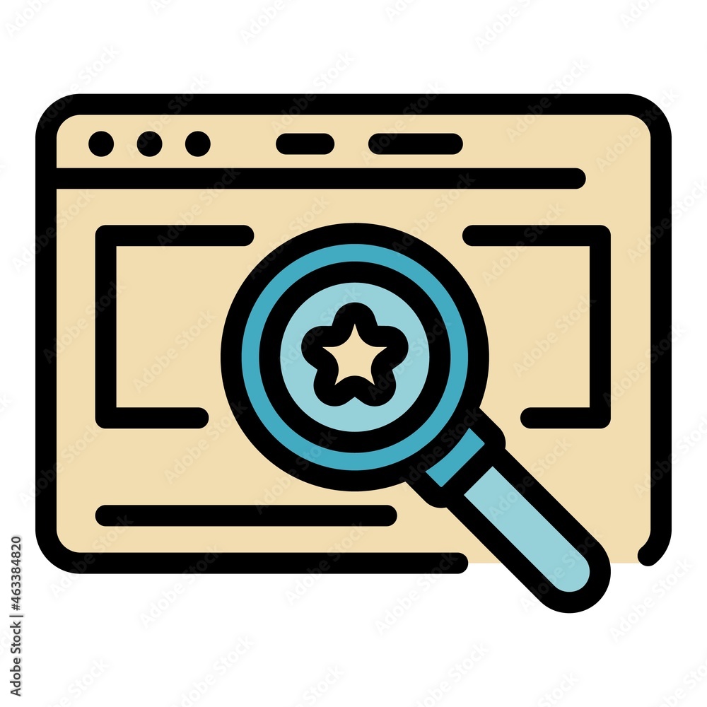Poster startup magnifier icon. outline startup magnifier vector icon color flat isolated