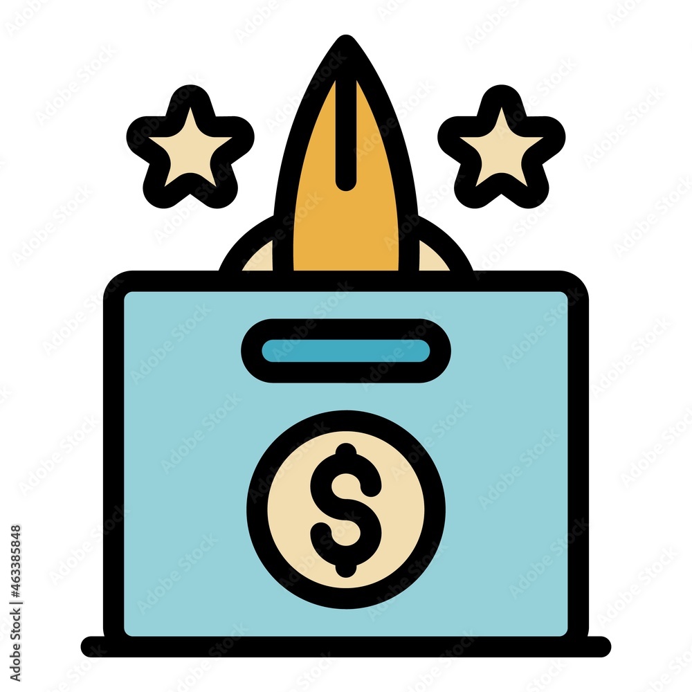 Wall mural money box startup icon. outline money box startup vector icon color flat isolated