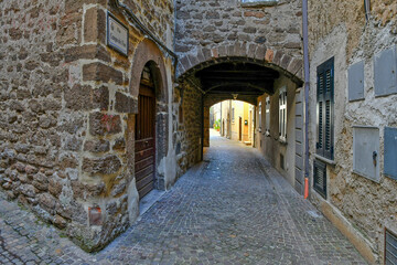Fototapeta na wymiar An alley of Arnara, a medieval town of Lazio region, Italy.