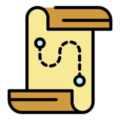 Target route icon. Outline target route vector icon color flat isolated