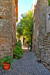 Fototapeta na wymiar An alley of Arnara, a medieval town of Lazio region, Italy.