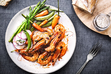 Garlic and Herby Prawn with Sauteed Vegetables