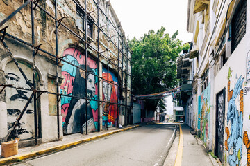 Colorful streets and monuments in old city of Panama City, Panama. 