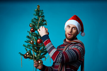 handsome man in New Year's clothes advertising copy space studio posing