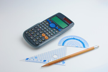 mathematical calculator and protractor