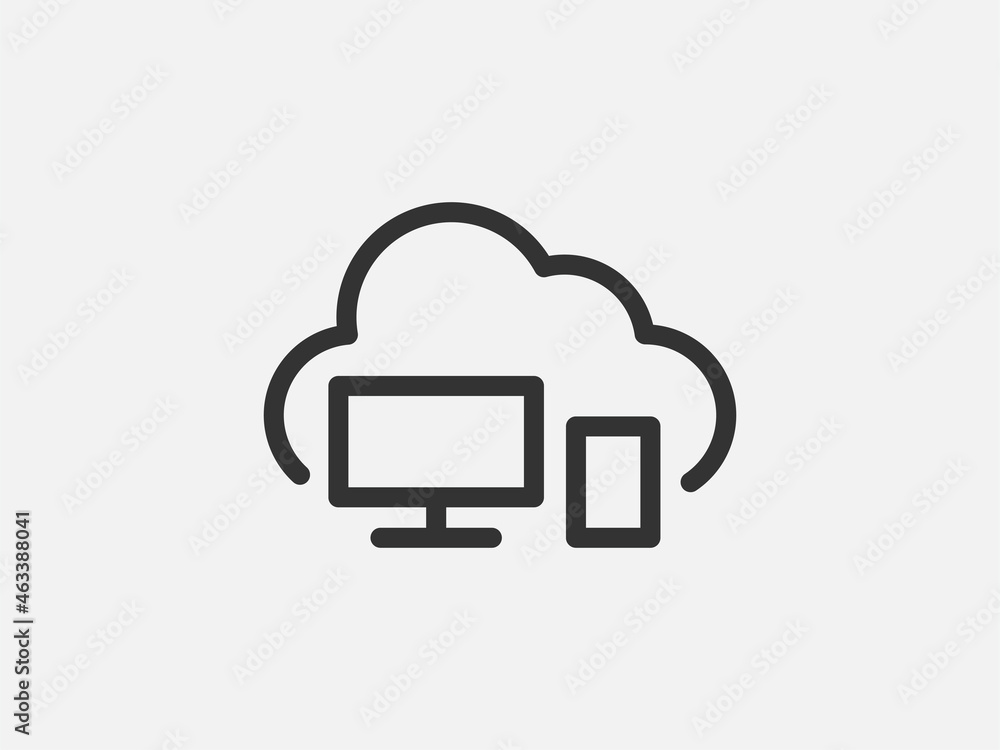 Poster technology icon vector cloud computing connection. big data global server. line design symbol.