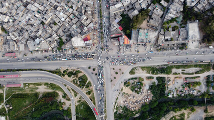 Traffic in the city - the intersection of a busy road